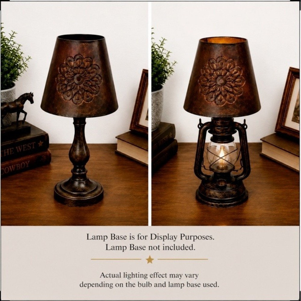 Vintage Mexico Copper Punched Floral Clip-On Mini Lamp Shade Rustic 4"